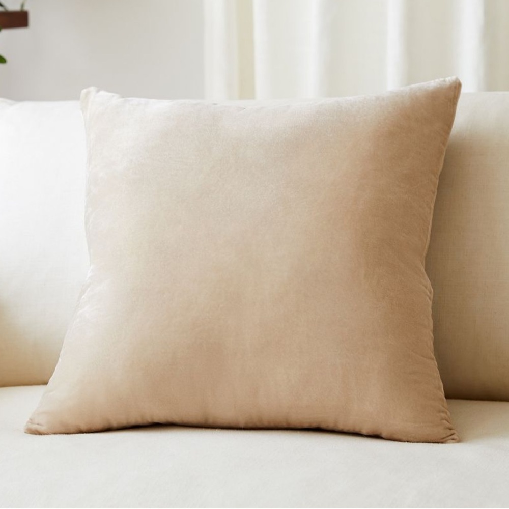 West Elm Velvet Cream Pillow Cover sand